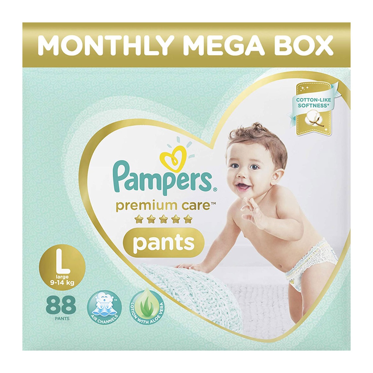 Pampers Premium Care Diaper Pants Monthly Box Pack - Large, 88 Pack