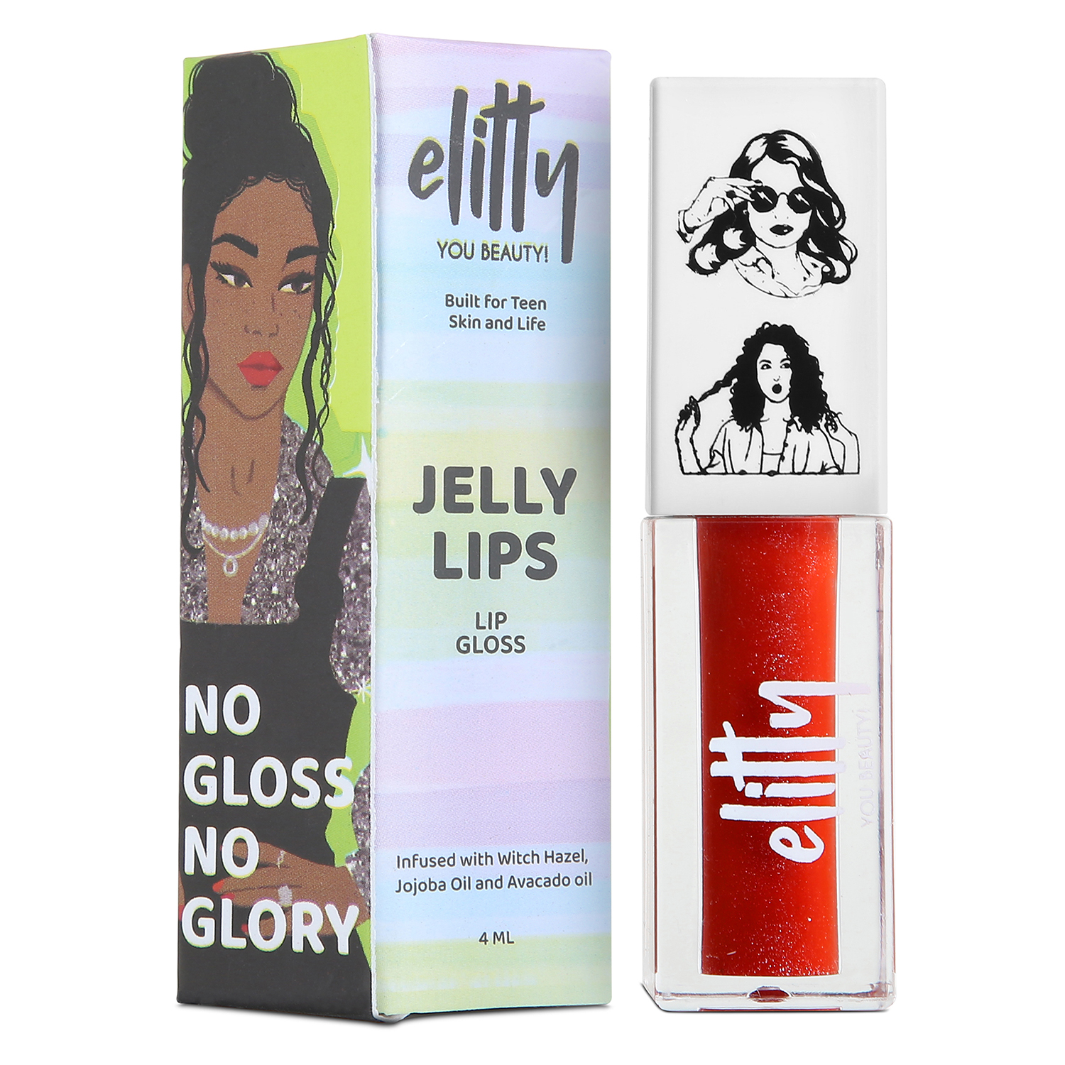 Elitty Jelly Lips - Lip Gloss, 4ml-Pretty Extra (Red)