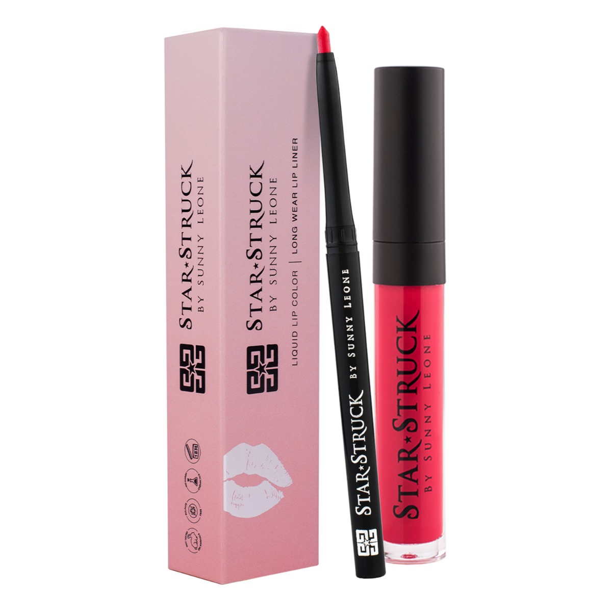Star Struck by Sunny Leone Wild Cherry Lip Kit - Lip Gloss, 5.5ml + Lip Liner, 0.25gm Combo