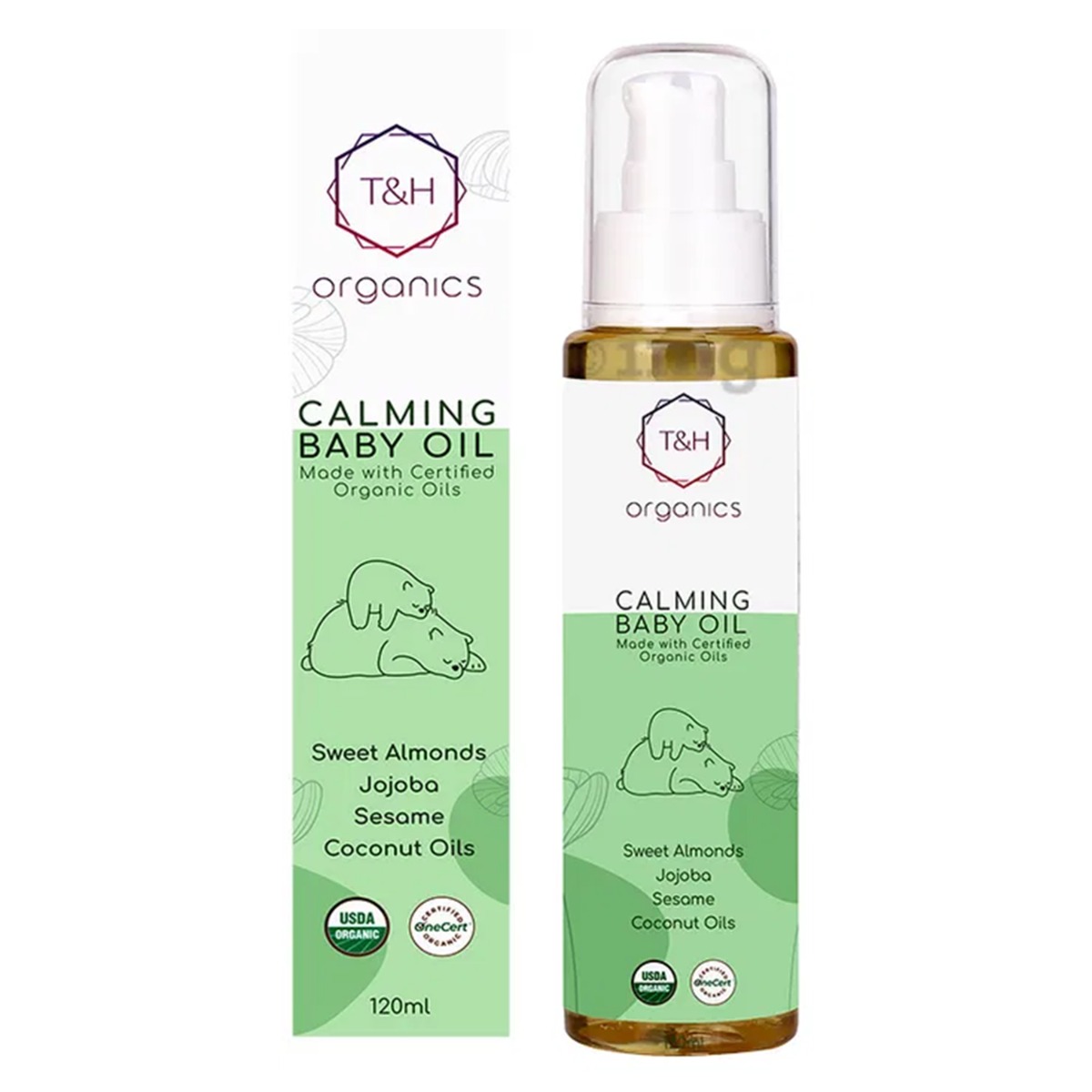 T&H Organics Calming Baby Oil With Certified Organic Oils, 120ml