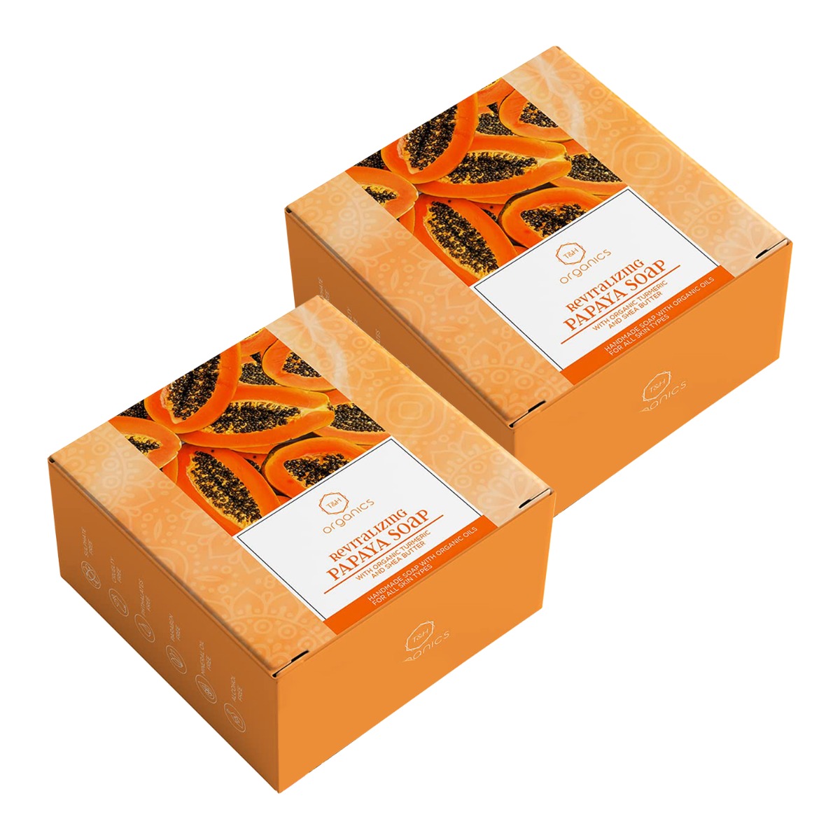 T&H Organics Revitalizing Papaya Soap With Turmeric And Shea Butter - Pack Of 2, 125gm Each