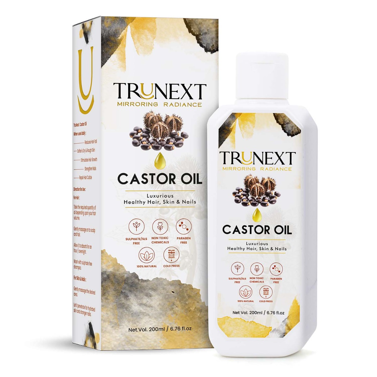 Trunext Cold Pressed Pure Castor Hair Oil, 200ml