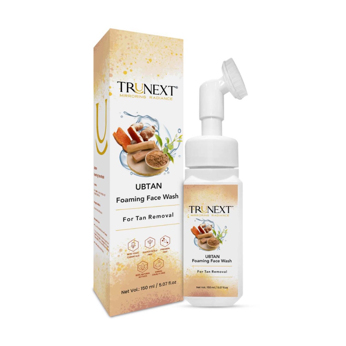 Trunext Ubtan Foaming Face Wash With A Build In Face Brush, 150ml