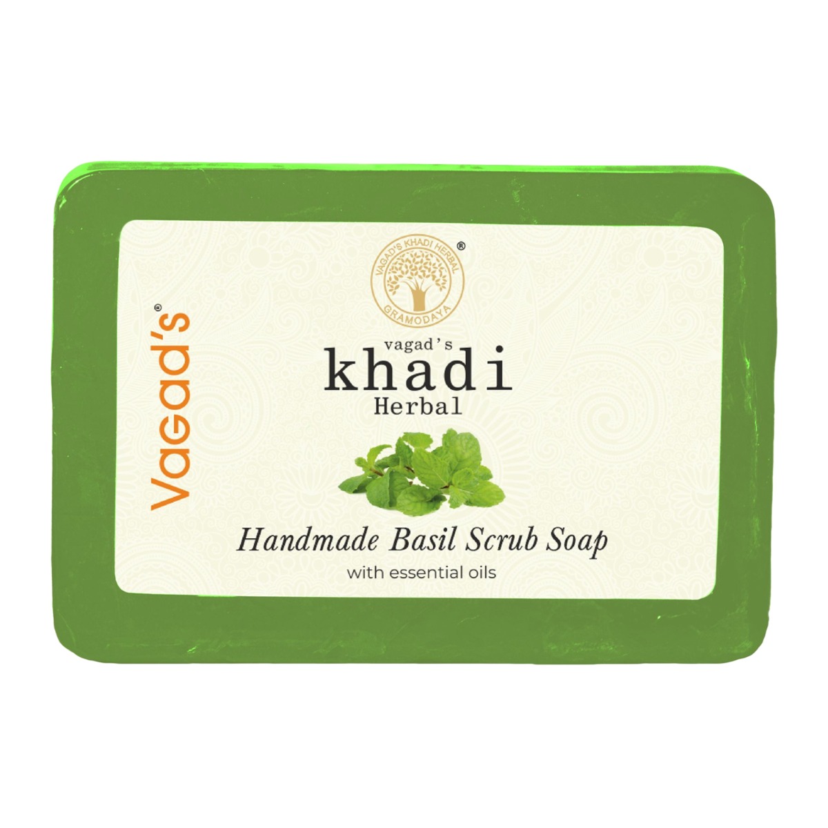 Vagad's Khadi Basil Scrub Soap, 125gm