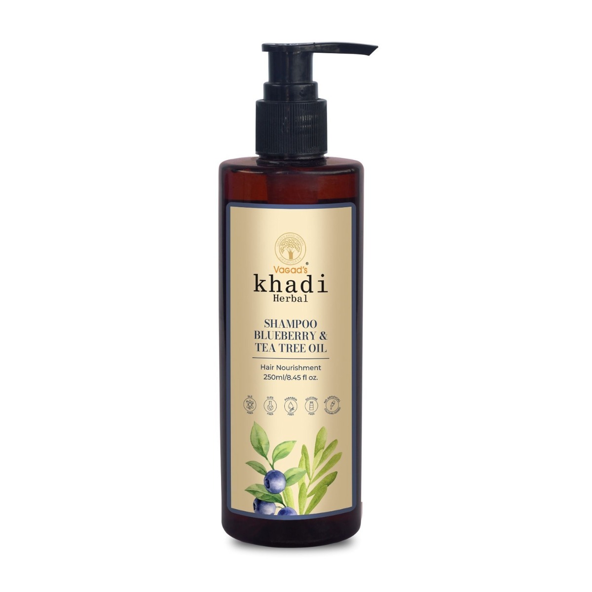 Vagad's Khadi Blueberry & Tea Tree Sls Free Shampoo, 250ml