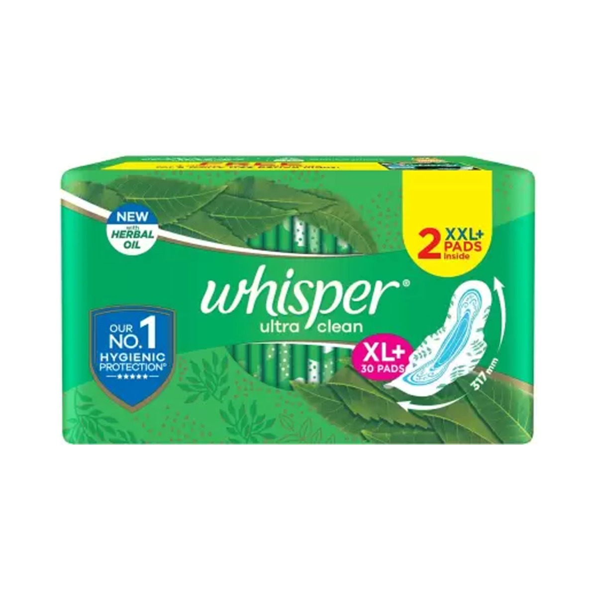 Whisper Sanitary Pads - Extra Large Plus, Ultra Clean, 30 pcs